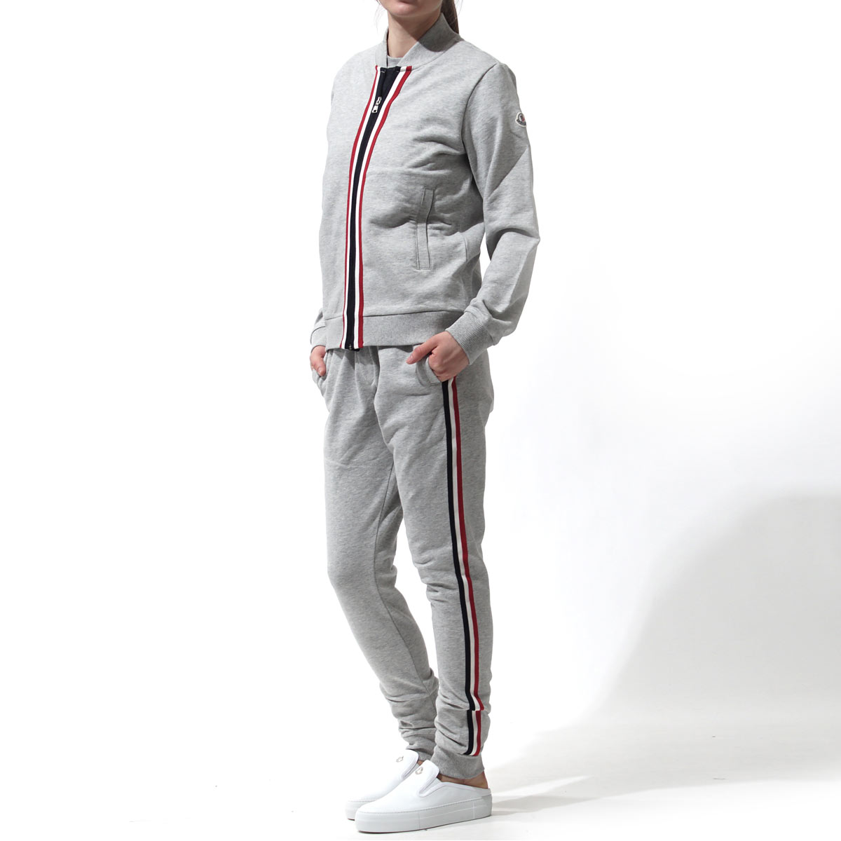 モンクレール MONCLER ジップジャケットとスウェットパンツの上下セット COMPLETO MAGLIA GREY グレー系 8807205 80417 980 レディース【返品送料無料】【ラッピング無料】【あす楽対応_関東】