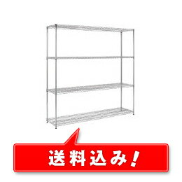 【送料無料】 【SUS304】 ステンレスワイヤーシェルフ キャスター付 【高さ1930 x 横幅1820 x 奥行460 x 棚板5枚】