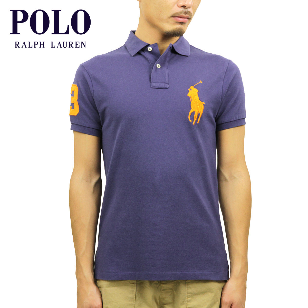 【販売期間 3/2 19:00~3/8 9:59】 ポロ ラルフローレン POLO RALPH LAUREN 正規品 メンズ ポロシャツ Custom-Fit Big Pony Polo NAVY