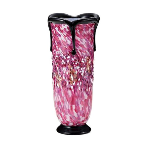 【取寄品】津軽びいどろ フラワーベース 黒重ね花器 ガラス壺 弘前桜 花あかり アデリア 15×33cm 紐掛け木箱入り ギフト雑貨石塚硝子【ママ割】エントリーで全品ポイント5倍 10/20朝10時まで