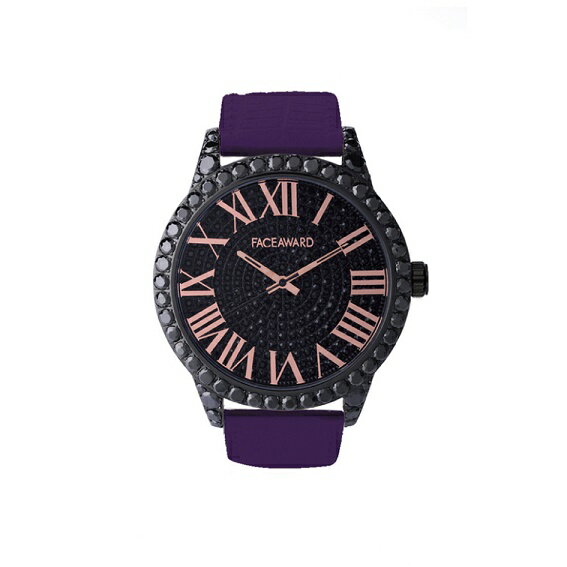 大人気 FACEAWARD フェイスアワード 腕時計 watch SWAROVSKI スワロフスキー キュービックジルコニアダイヤモンド ウォッチ FA006N47 47Grace BK/BK/PUR 日本製3気圧防水 芸能人着用 セレブ アクセサリー カジュアル ファッション プレゼントに 高級感