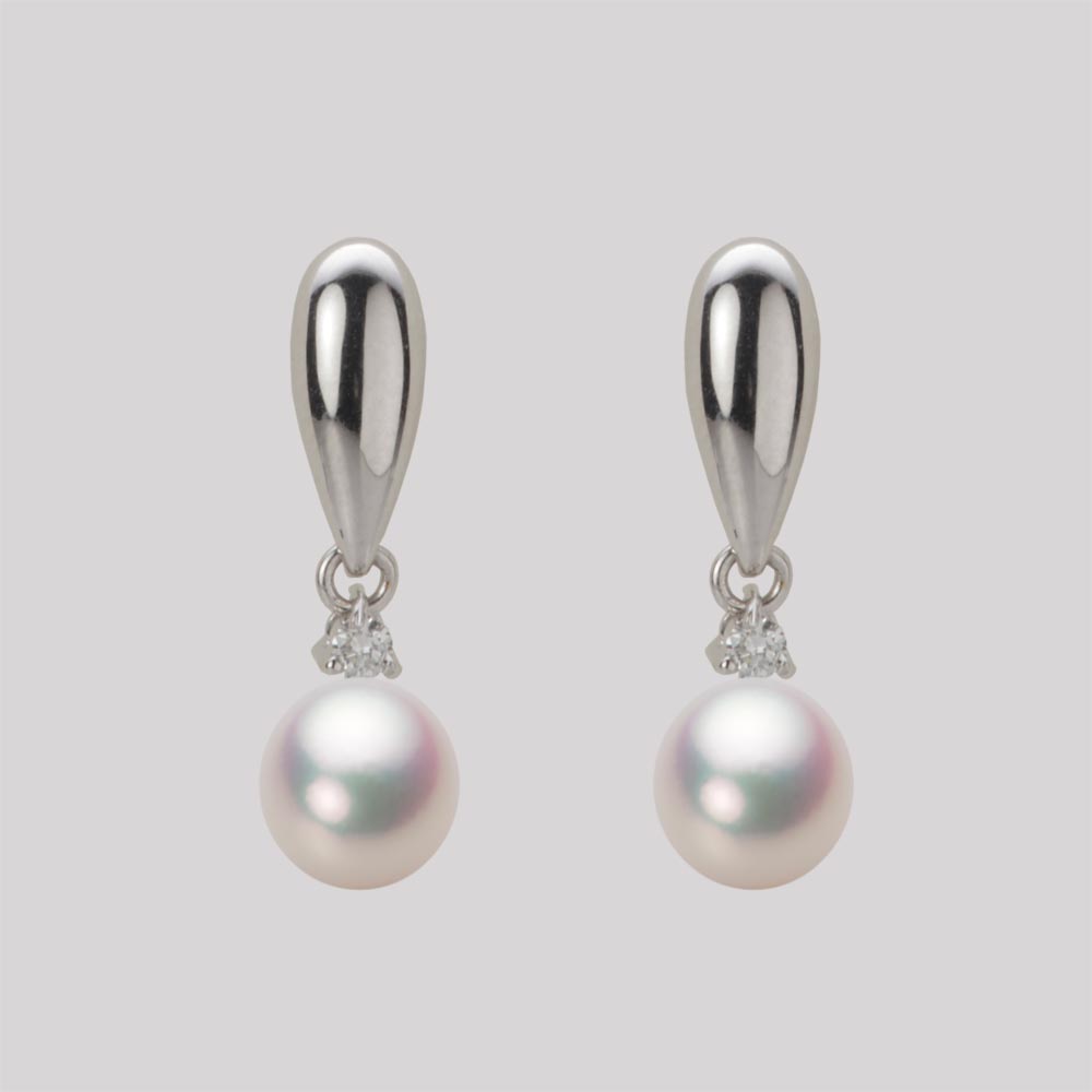 パール ピアス 6.0mm アコヤ 真珠 ピアス K18WG ホワイトゴールド