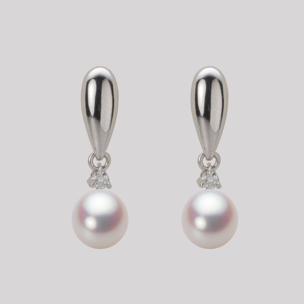 パールピアス/6.5mm アコヤ 真珠 ピアス K18WG ホワイトゴールド