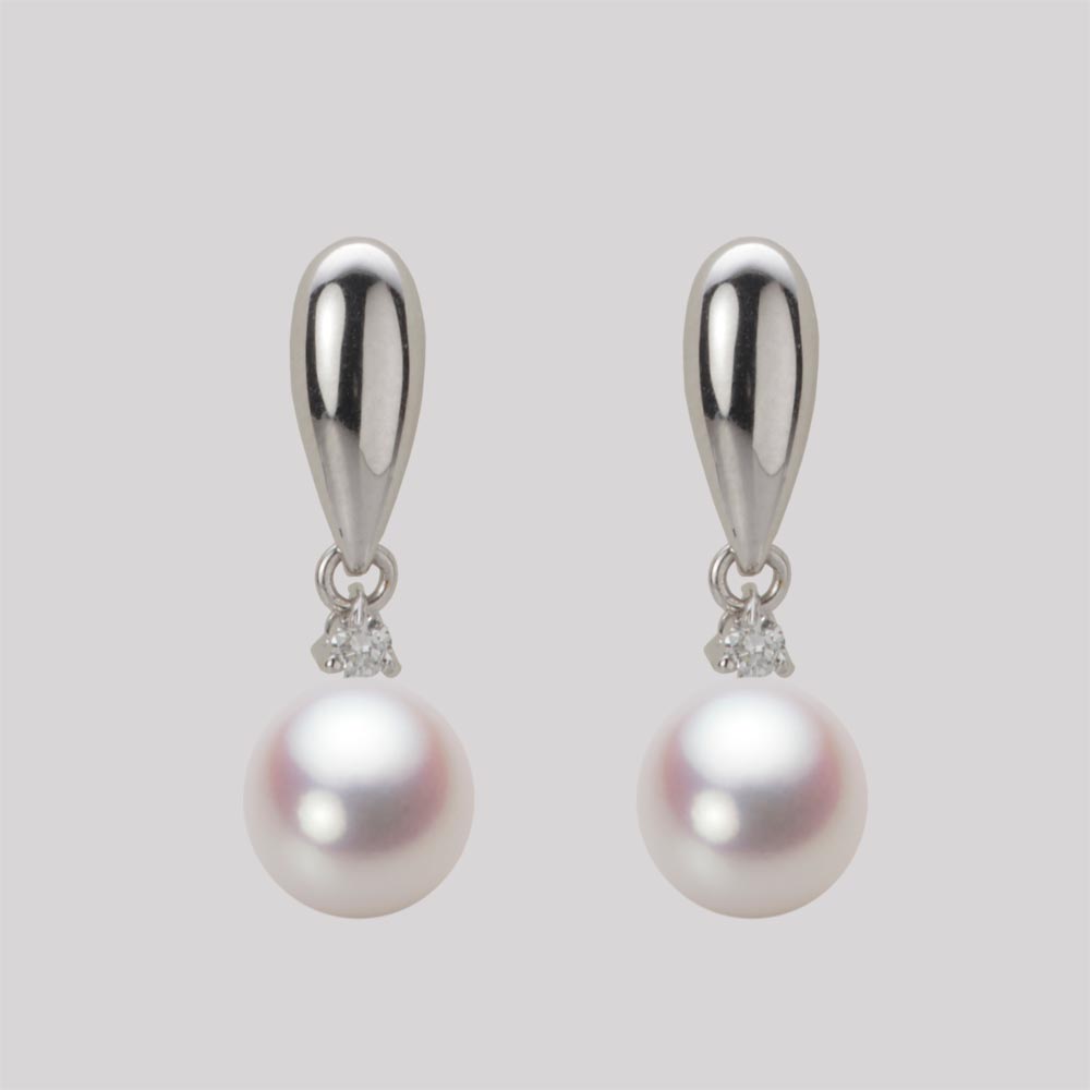 パール ピアス 7.0mm アコヤ 真珠 ピアス K18WG ホワイトゴールド