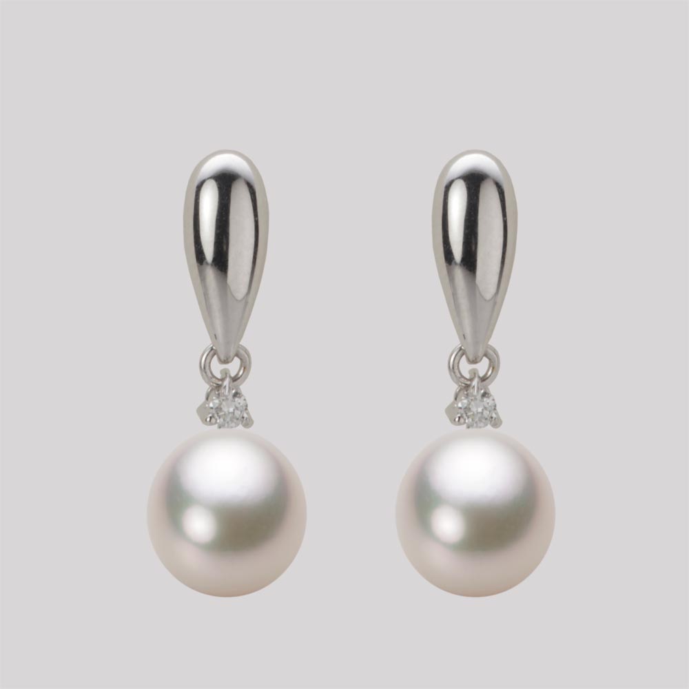 パール ピアス 8.0mm アコヤ 真珠 ピアス K18WG ホワイトゴールド