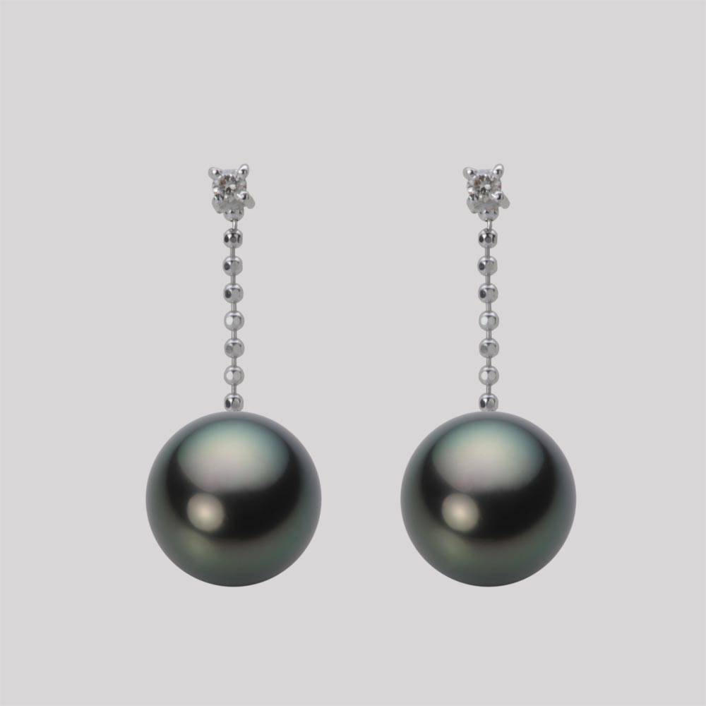 パールピアス/8mm 黒蝶 真珠 ピアス K18WG ホワイトゴールド