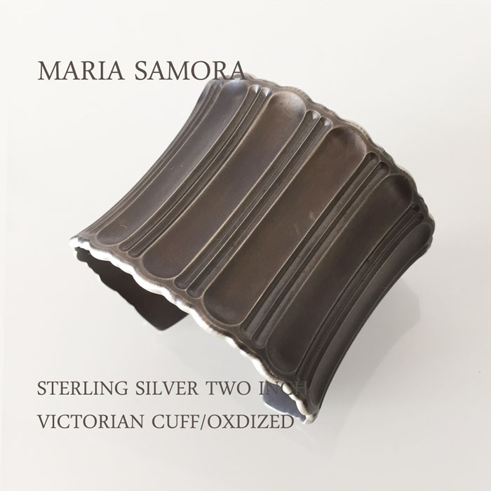 マリア サモラ シルバー ワイド バングル MARIA SAMORA STERLING SILVER TWO INCH VICTORIAN CUFF BANGLE/OXIDIZED
