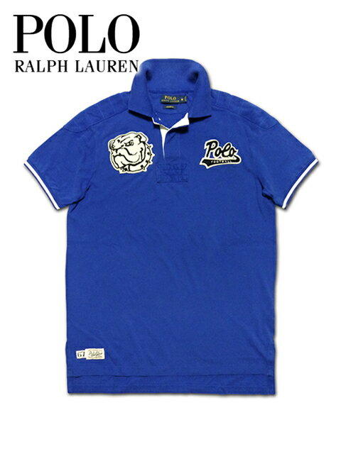 【送料無料】【あす楽対応】【楽ギフ_包装】【メンズ ポロシャツ・ヴィンテージブルー】Polo Ralph Laurenポロ ラルフローレン【S M L XL】和柄”ブルドッグ刺繍ワッペンがポイントのヴィンテージポロシャツ”