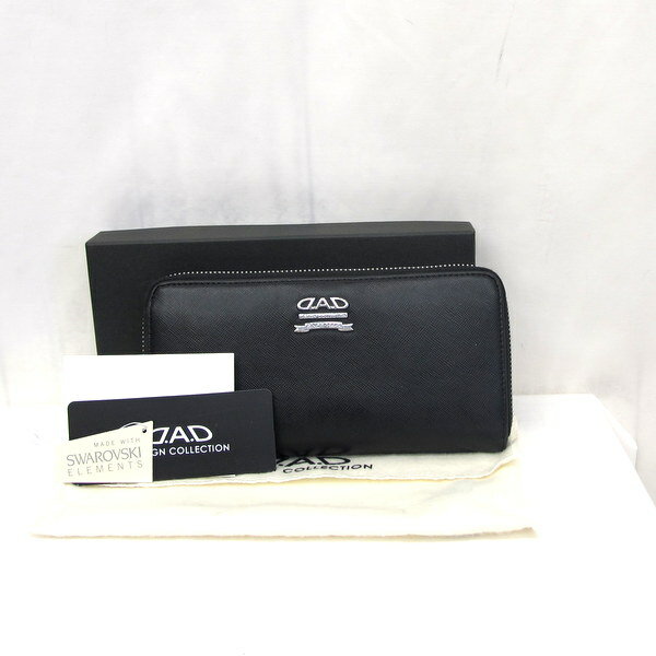 【定期購入】 D.A.D 財布 ギャルソン 長財布 ラウンドファスナー ブラック レザー ロゴ刻印入り LE060-01 メンズ レディース 箱 袋 タグ付き Y東大阪店【USED】