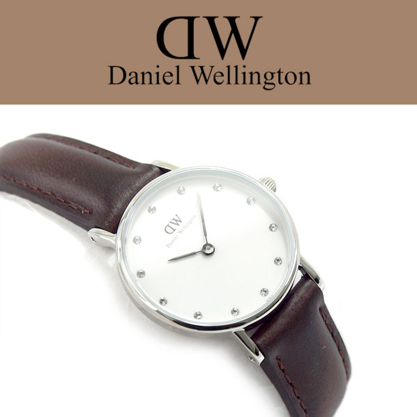 ダニエルウェリントン Daniel Wellington クラッシー セイントモーズ クォーツ レディース 腕時計 ホワイトダイアル シルバーケース ブラウン レザーベルト DW00100067 0920DW 【ネコポス不可】【あす楽】