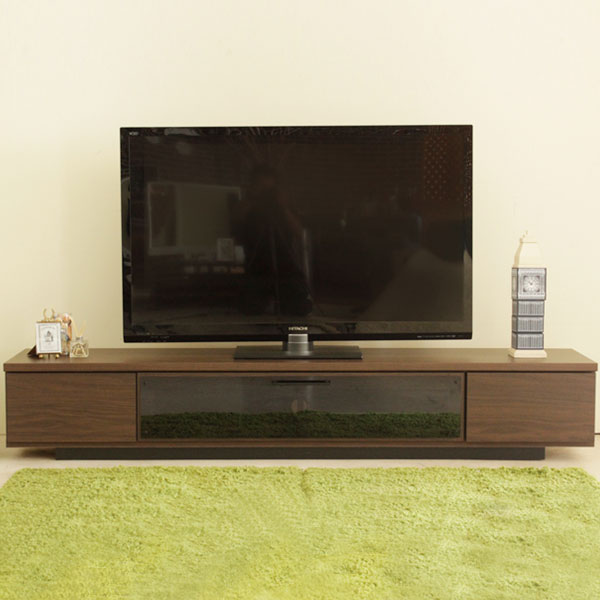 【送料無料】ブラウンと黒、定番のシックな組合せが部屋に落ち着きをもたらす 180 ローボード 見た目はシンプルながら、ガラスの部分にもちょっとした工夫を凝らすなど、意外とこだわったデザイン!