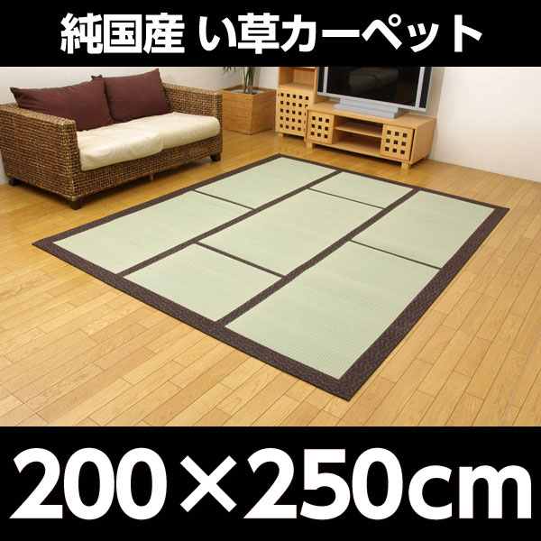 純国産 い草カーペット 『F蔵』 ブラウン 約200×250cm【代引不可】【送料無料(一部地域除く)】