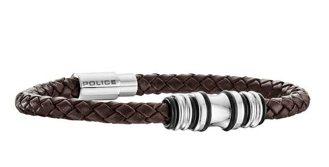 ポリス ブレスレット POLICE TRUCKER 25488BLC02 レザー ステンレススチール メンズ