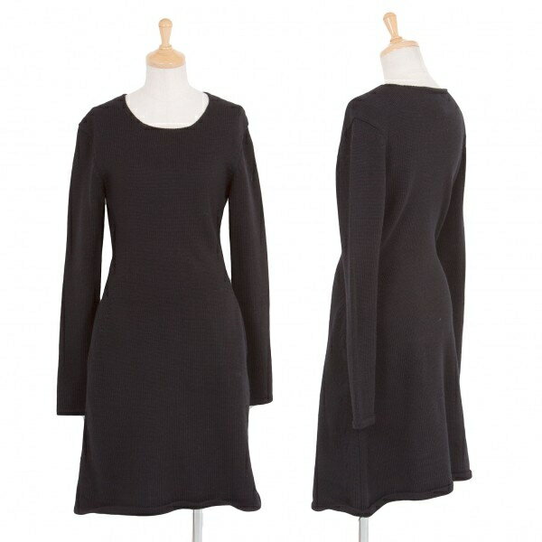 【SALE】ヨウジヤマモトファムYohji Yamamoto FEMME ウールニットワンピース 黒M【中古】