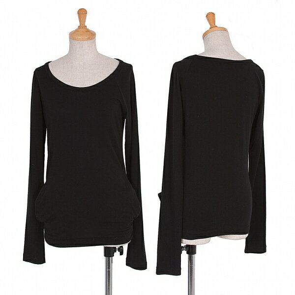 ヨウジヤマモト ファムYohji Yamamoto FEMME 片ラグランポケット付きカットソー 黒2【中古】