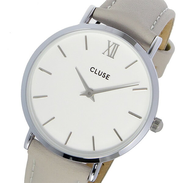 クルース CLUSE ミニュイ レザーベルト 33mm レディース 腕時計 時計 CL30006 ホワイト/グレー【楽ギフ_包装】