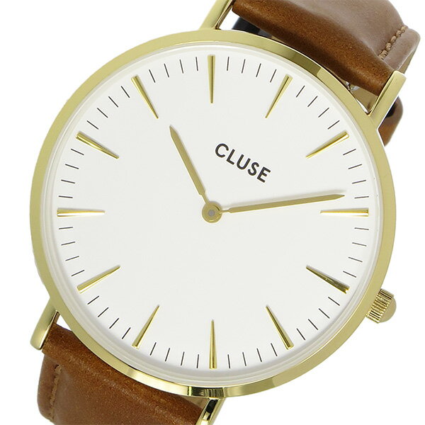 クルース CLUSE ラ・ボエーム レザーベルト 38mm レディース 腕時計 時計 CL18409 ホワイト/ブラウン【楽ギフ_包装】