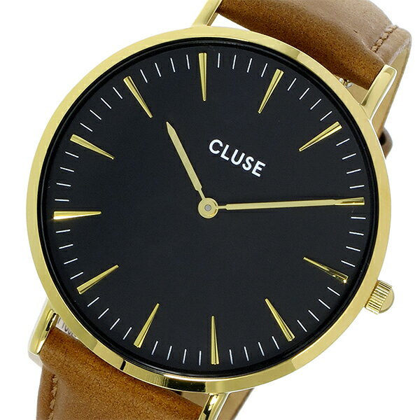 クルース CLUSE ラ・ボエーム レザーベルト 38mm レディース 腕時計 時計 CL18404 ブラック/キャメル【楽ギフ_包装】