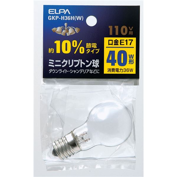 (まとめ買い) ELPA ミニクリプトン球 電球 40W形 E17 ホワイト GKP-H36H(W) 【×30セット】