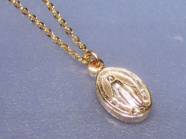 10金 ネックレス 天然 ダイヤモンド ネックレス メンズ マリアメダイ ネックレス ゴールド ネックレス 10KYG メンズ ネックレス アクセサリー 45cmチェーン