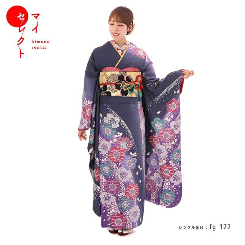 振袖 レンタル 〔fg_122b / 51-3652 ムラサキ〕【結婚式・結納等用(2月~12月)】 フルセット 貸衣装 レンタル着物 | 草履バッグセット 振袖レンタル 成人式 草履バックセット バッグ 振り袖 着物レンタル セット レトロ 着物セット 卒業式 ぞうり 着物 【代引き手数料無料】