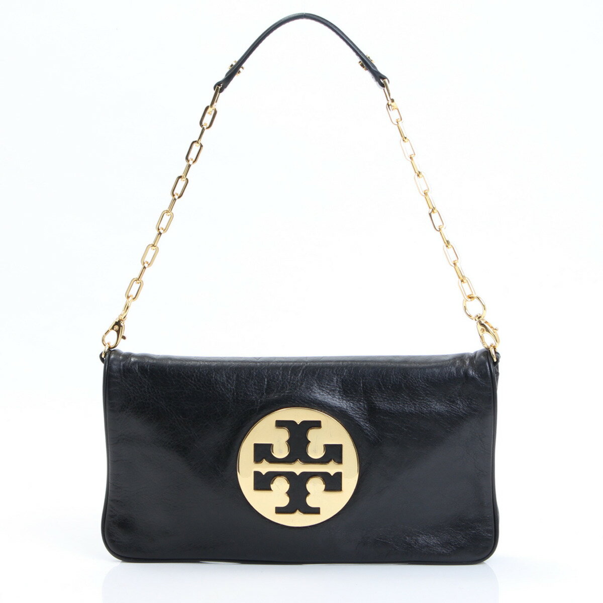 【スーパーSALE 3/3 19:00~開催】【トリーバーチ】Tory Burch レザー ショルダーバッグ クラッチバッグ ブラック 【中古】【鑑定済・正規品保証】【送料無料】12363