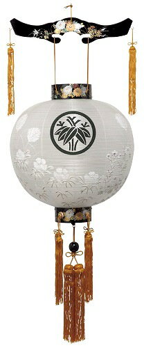 【送料無料】【4003 尺八御殿丸 黒蒔絵花紋天】長140cm 絹張 紋入 木製 お盆用品 お盆 初盆 提灯 吊り提灯 盆ちょうちん 行灯 盆提灯 大内行灯 (H)
