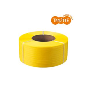 (まとめ)TANOSEE PPバンド 自動梱包機用 黄 15mm×2500m 4巻