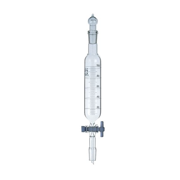 【柴田科学】SPC分液ロート 円筒形 PTFEコック付 目盛付 100mL