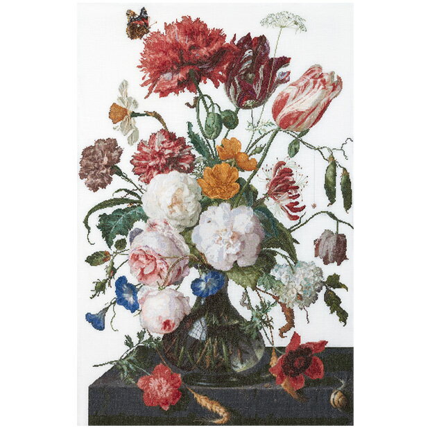 刺繍 輸入キット Thea GOUVERNEUR Still Life with Flowers in White Aida 【送料無料】
