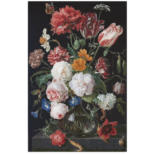 刺繍 輸入キット Thea GOUVERNEUR Still Life with Flowers in Black Aida 【送料無料】