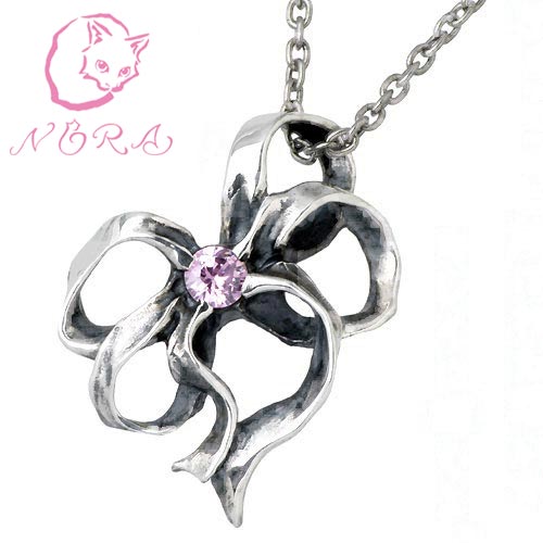 NORA【ノラ】 ネックレス レディース ネコ シルバー 猫 ねこ リボン チェーン付き 925 スターリングシルバー NR-P-0008C