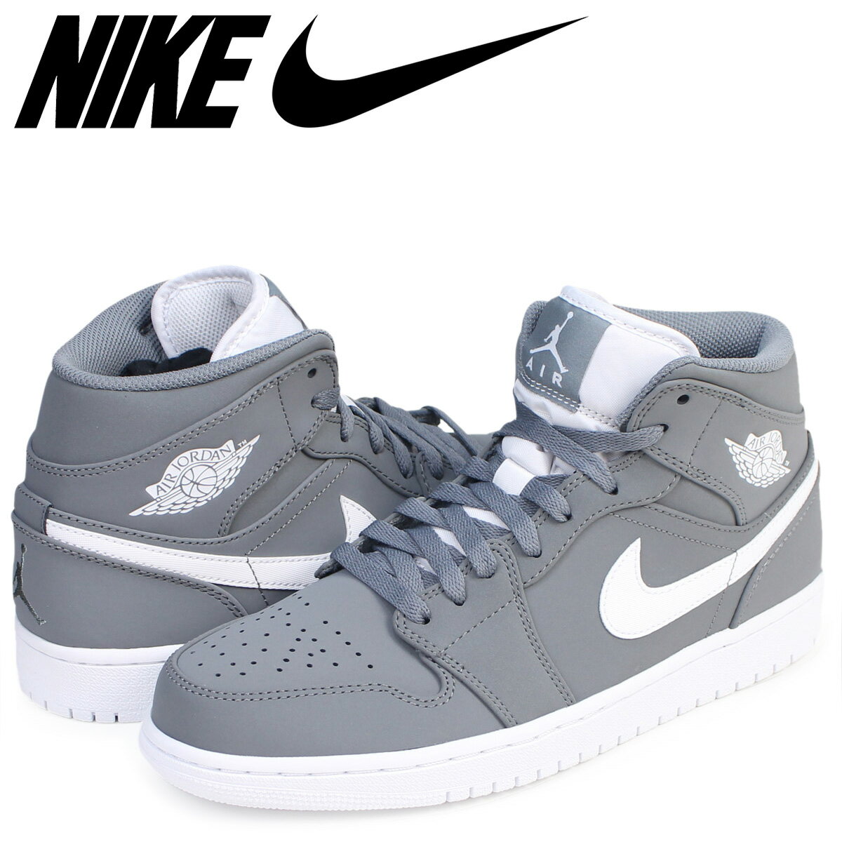 ナイキ NIKE エアジョーダン 1 スニーカー AIR JORDAN 1 MID 554724-036 メンズ 靴 グレー