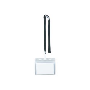 生活用品・インテリア・雑貨 (まとめ)IDカード用吊り下げ名札 ロック式チャックタイプ 黒 10個入×5パック