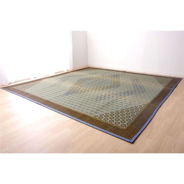 い草ラグ 国産 ラグ カーペット 約1畳 長方形 『DX組子』 グレー 約95×150cm (裏:不織布)