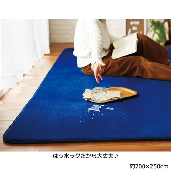 おしゃれな家具 関連商品 撥水!厚みふかふかボリュームタッチラグ ネイビー 約200×250cm