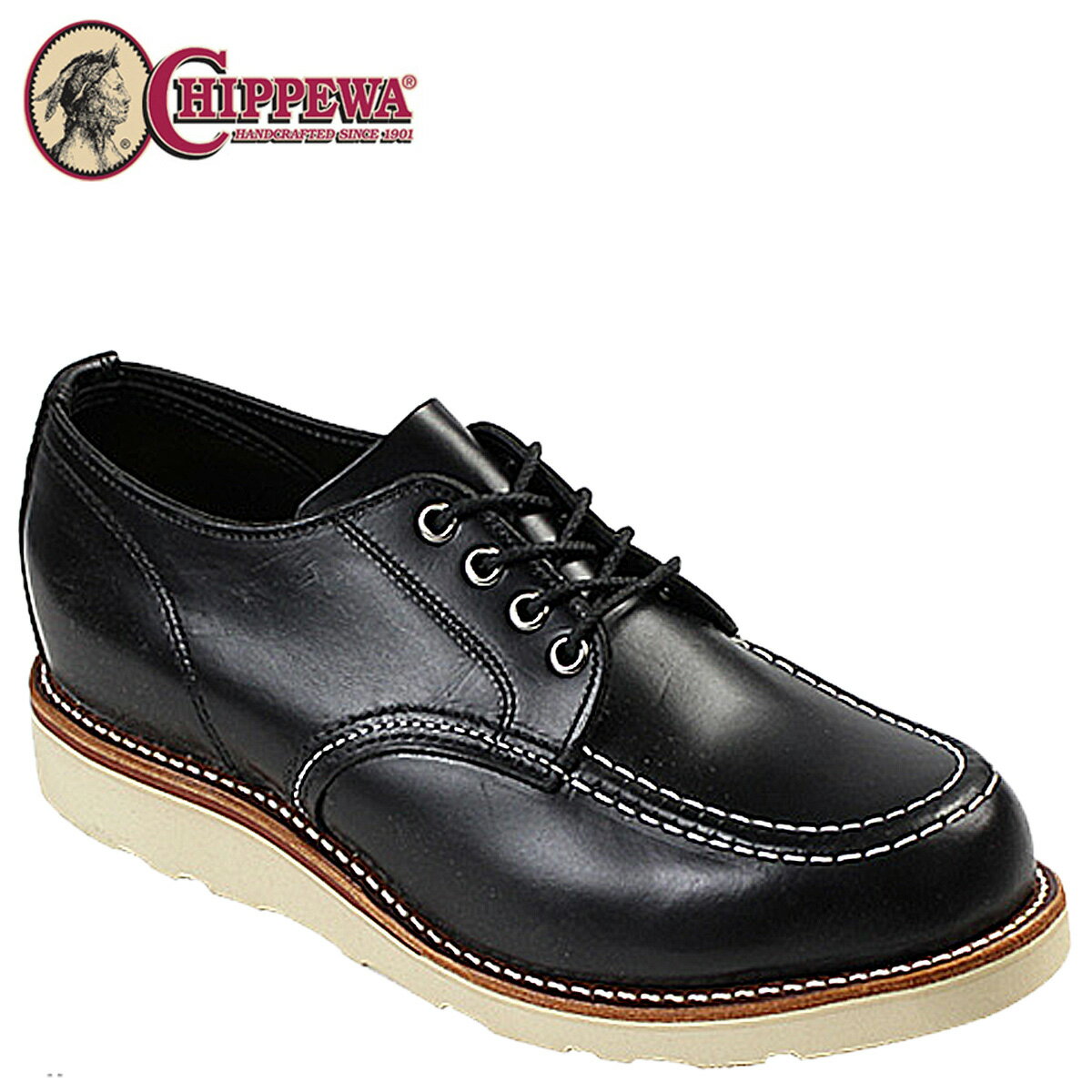 チペワ CHIPPEWA 4インチ ホワールウィンド モック トゥ ウェッジ オックスフォード 4INCH WHIRLWIND MOC TOE WEDGE OXFORD Eワイズ レザー 1901M38 ブラック BOOT メンズ