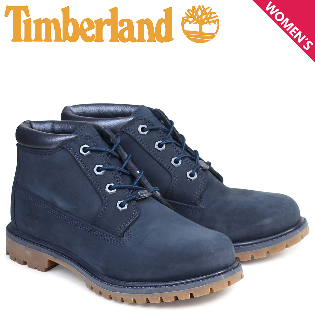 ティンバーランド ブーツ レディース チャッカ Timberland NELLIE CHUKKA DOUBLE WATERPROOF BOOTS ネリー ダブル A1K9I Wワイズ ネイビー 防水