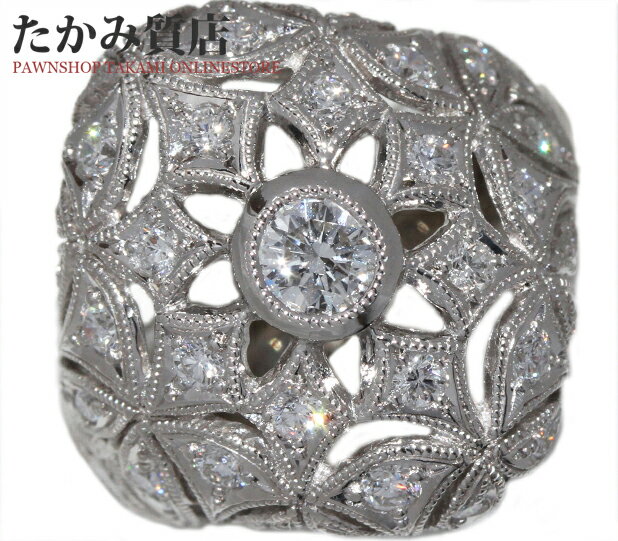 【中古】【新品仕上げ】 Pt900 ダイヤ0.27ct/ダイヤ0.74ct 指輪(リング) 11号