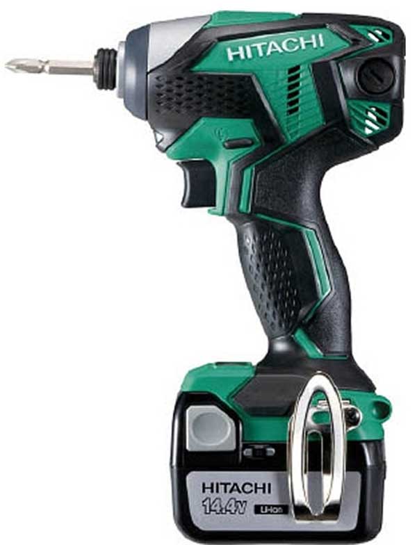 日立工機『コードレスインパクトドライバ』WH14DKL 2LSCK(L) アグレッシブグリーン 14.4V 3.0Ah×2 LEDライト【中古】b02t/h10S