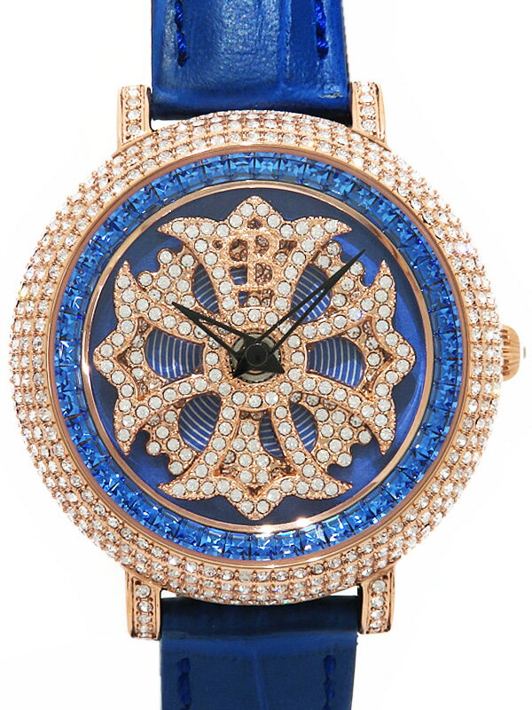 【BRILLAMICO】【’16年購入】【美品】ブリラミコ『LILY 40mm ブルー×ゴールド』レディース クォーツ 1週間保証【中古】b06w/h05S