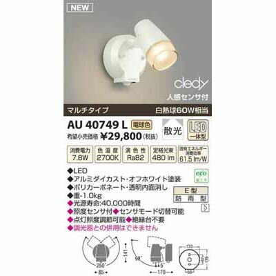 コイズミ LEDアウトドアスポット AU40749L