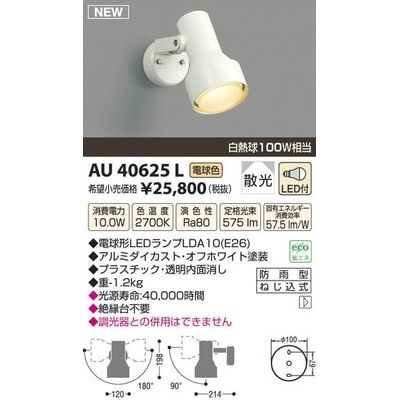 コイズミ LEDアウトドアスポット AU40625L