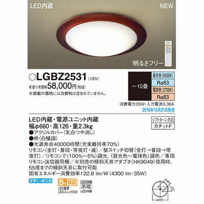 パナソニック シーリングライト LGBZ2531