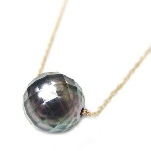 その他 パール ネックレス 華真珠 K18 イエローゴールド 8mm 8ミリ珠 特殊カット技術 タヒチ真珠 ペンダント パール 真珠 40cm 長さ調節可能(アジャスター付き) ds-1726112