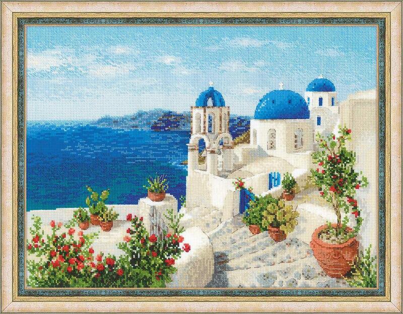 RIOLISクロスステッチ刺繍キット No.1644 「Santorini」 (サントリーニ島 ギリシャ)