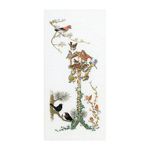 Thea Gouverneur クロスステッチ刺繍キット No.1065 「Bird Table」(野鳥のえさ台) オランダ テア・グーヴェルヌール 【取り寄せ/納期40~80日程度】