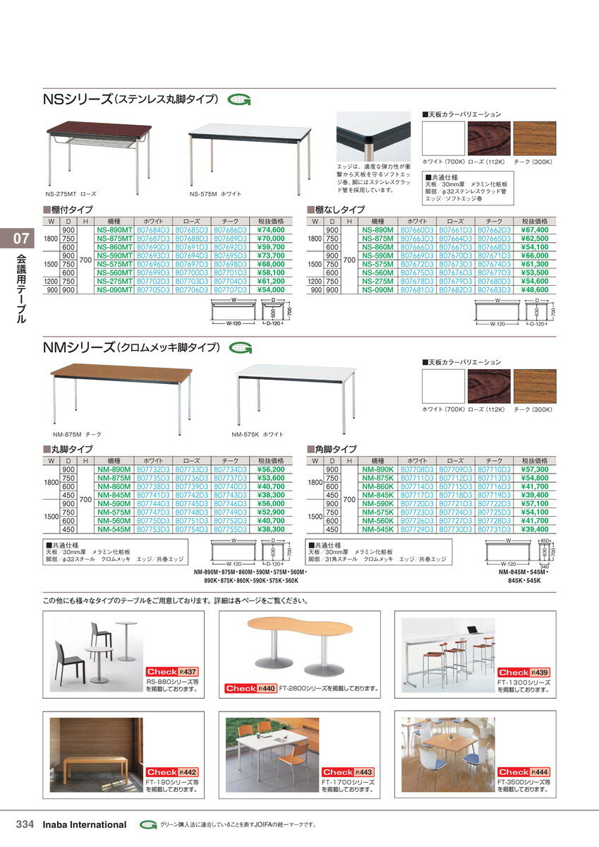 ★ポイント最大7倍★【全国配送可】-イナバ会議用テーブル会議用テーブル NS-875MT チーク 商品コード(B07689D3) サイズW1800 D750 H700稲葉製作所・inaba-【代引き不可商品】【イナバ家具】