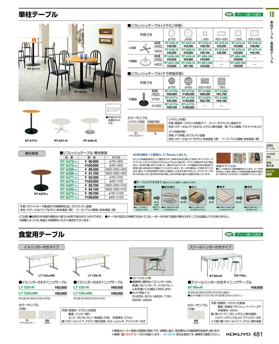 ★ポイント最大7倍★【送料無料】-コクヨ(KOKUYO)アメニティ用 単柱 リフレッシュテ-ブル(RT-A38F1N)59613220-【代引き不可商品】【コクヨ家具】