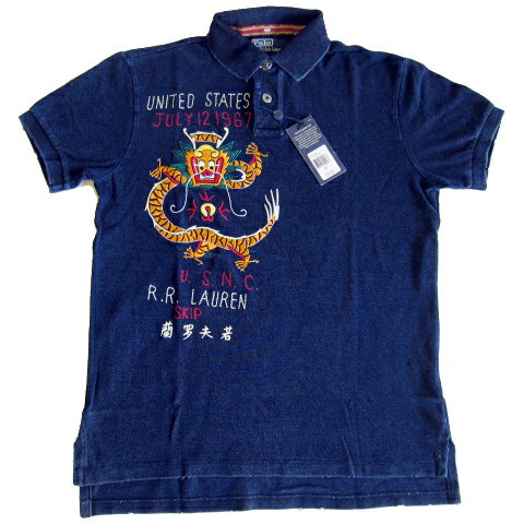 ラルフローレン RALPH LAUREN ホースロゴ 和柄 刺繍 ビンテージ鹿の子ポロシャツ【ネイビー】限定販売/ラルフローレン RALPH LAUREN ホースロゴ 和柄 刺繍 ビンテージ鹿の子ポロシャツ ラルフローレン